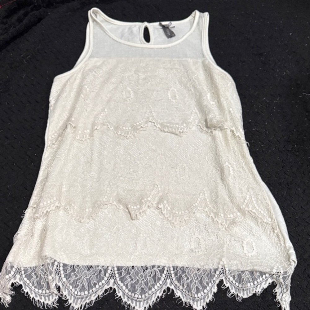 Vanity Cream Lace Tank Top